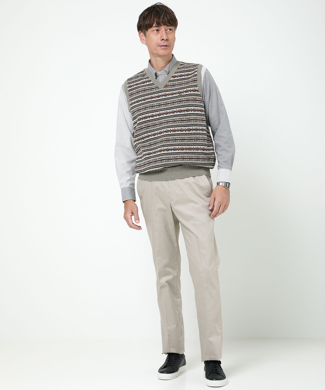 ウール フェアアイル柄  Vネック ベスト【手洗いOK】