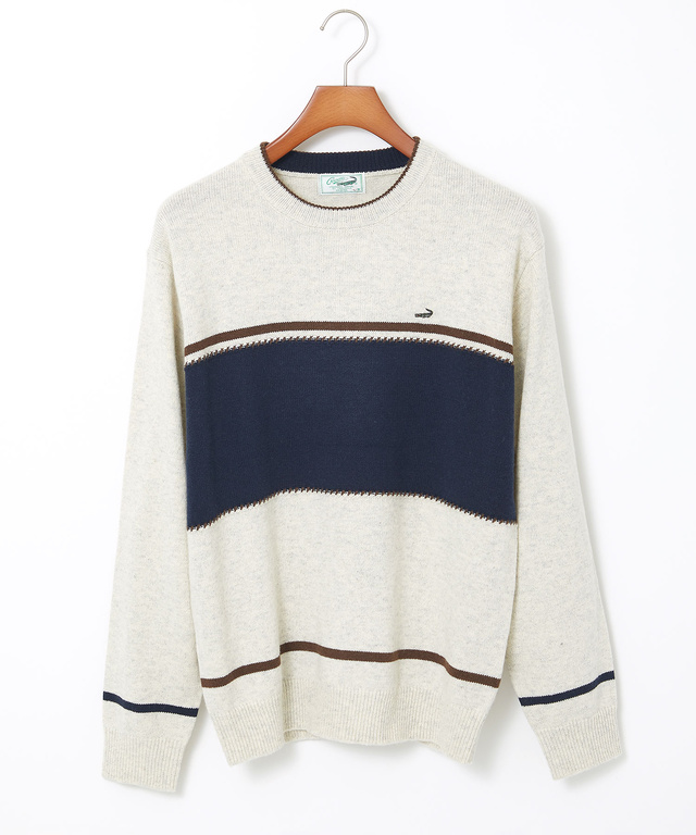 ウールブレンド ワイドボーダー ニット 【手洗いOK】