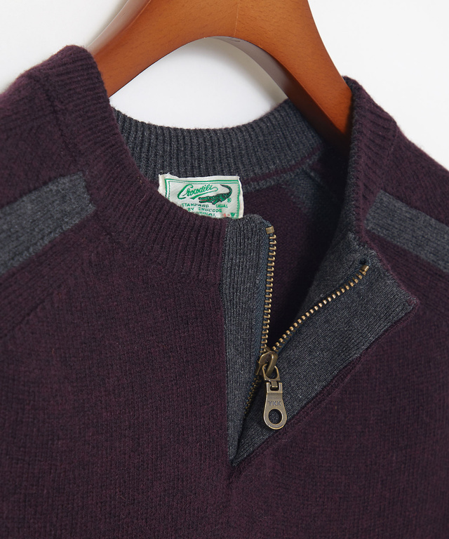 ウールブレンド ヘンリーネック ニット【手洗いOK】