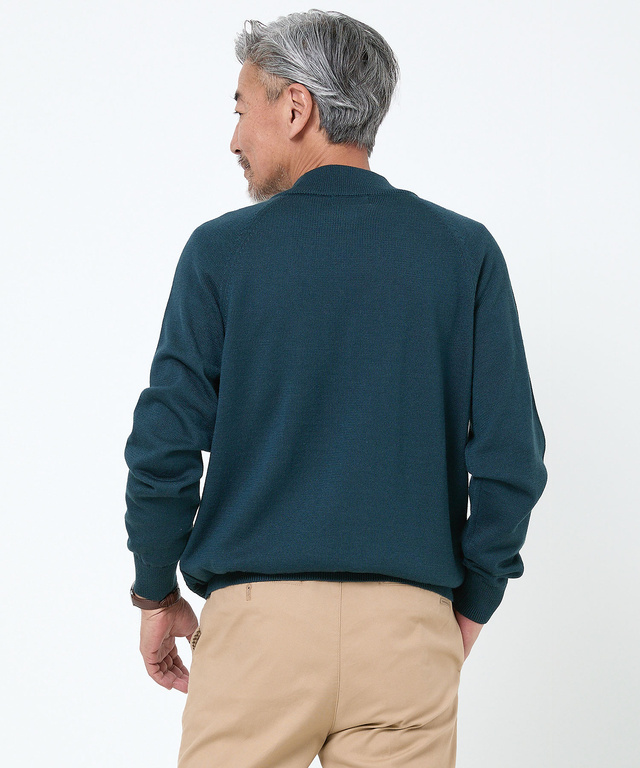 ウールブレンド ケーブル柄 モックネック ニット【手洗いOK】