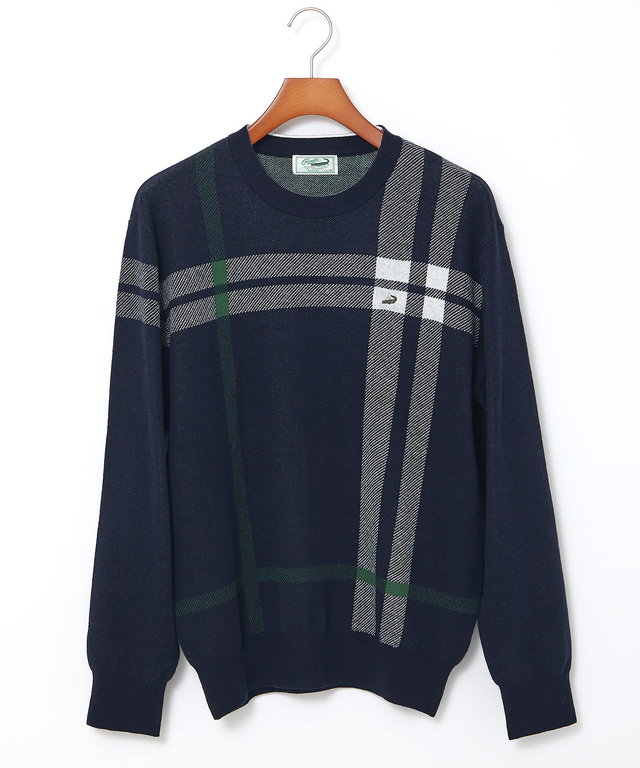 カシミヤブレンド チェック柄 ニット【手洗いOK】