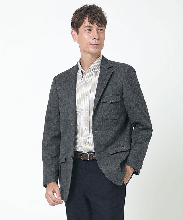 ウールライク ヘリンボーン ジャケット