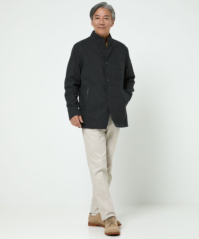 ジャージーメルトン スタンドカラー ジャケット