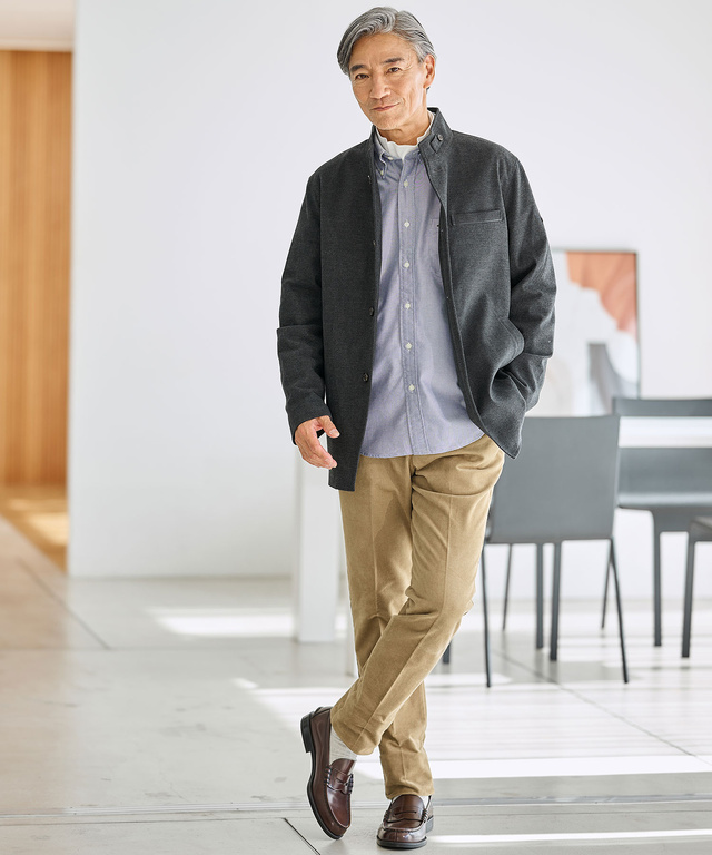 ジャージーメルトン スタンドカラー ジャケット