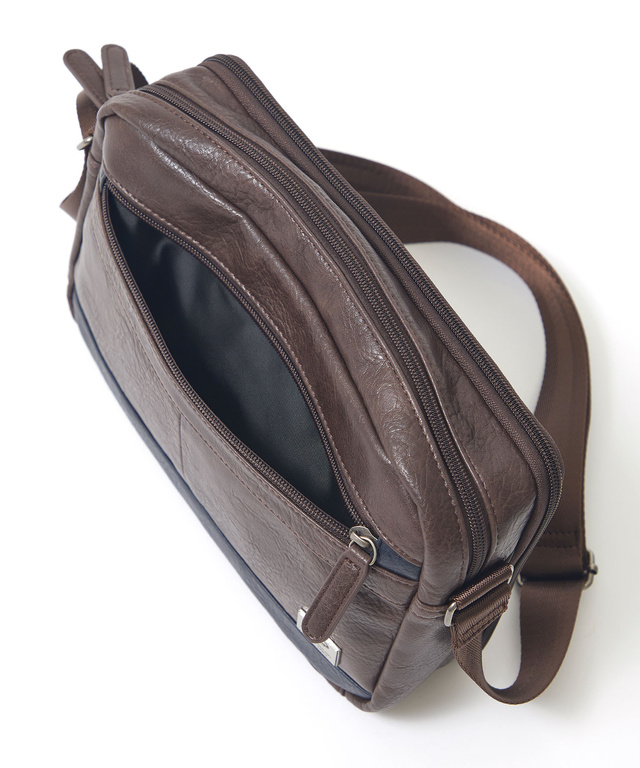 合成皮革 切り替え ショルダーバッグ