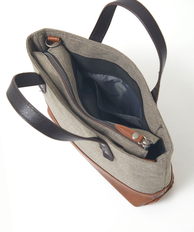 杢調 レザーハンドル トートバッグ