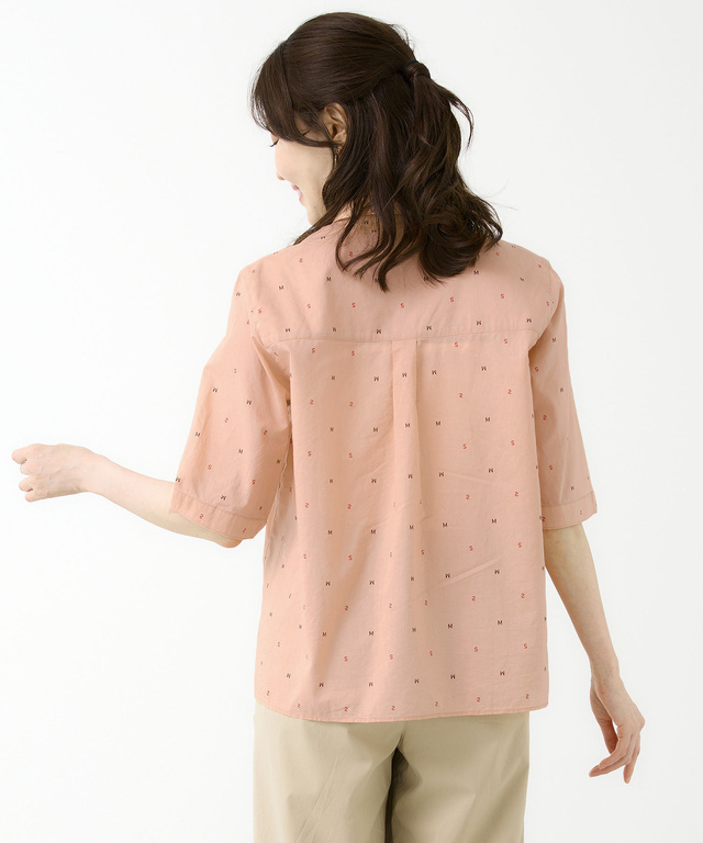 ロゴプリント サイドスリット ブラウス