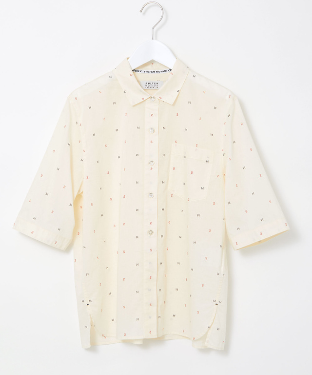 ロゴプリント サイドスリット ブラウス