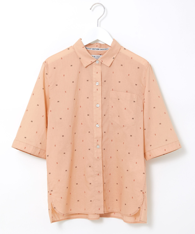 ロゴプリント サイドスリット ブラウス