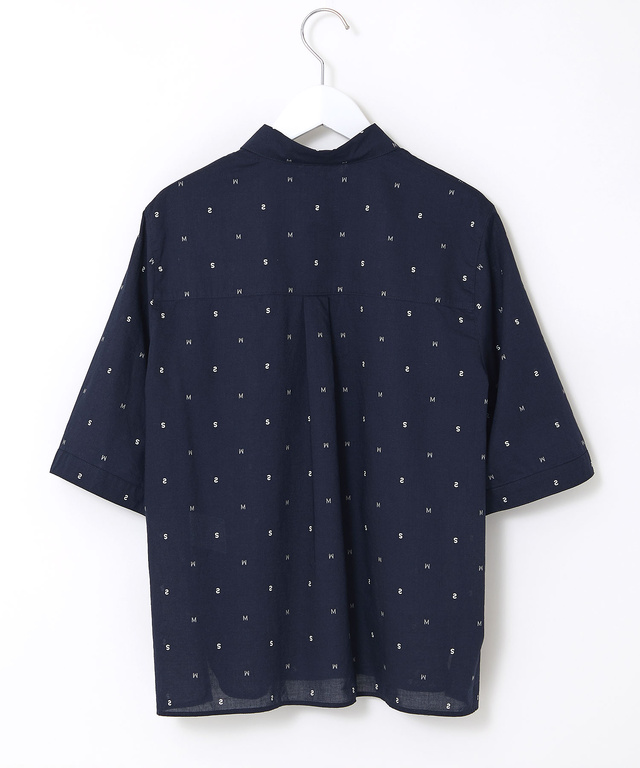 ロゴプリント サイドスリット ブラウス