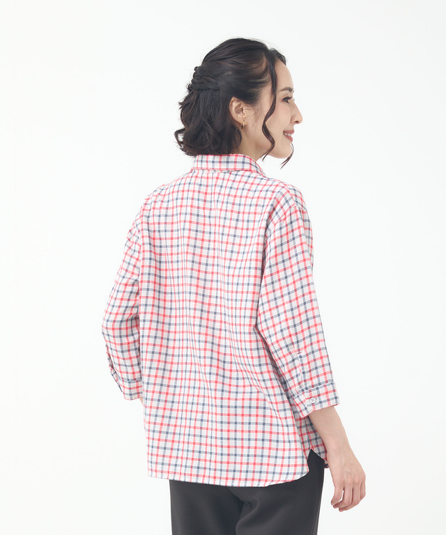 ダブルガーゼ チェック柄 ブラウス