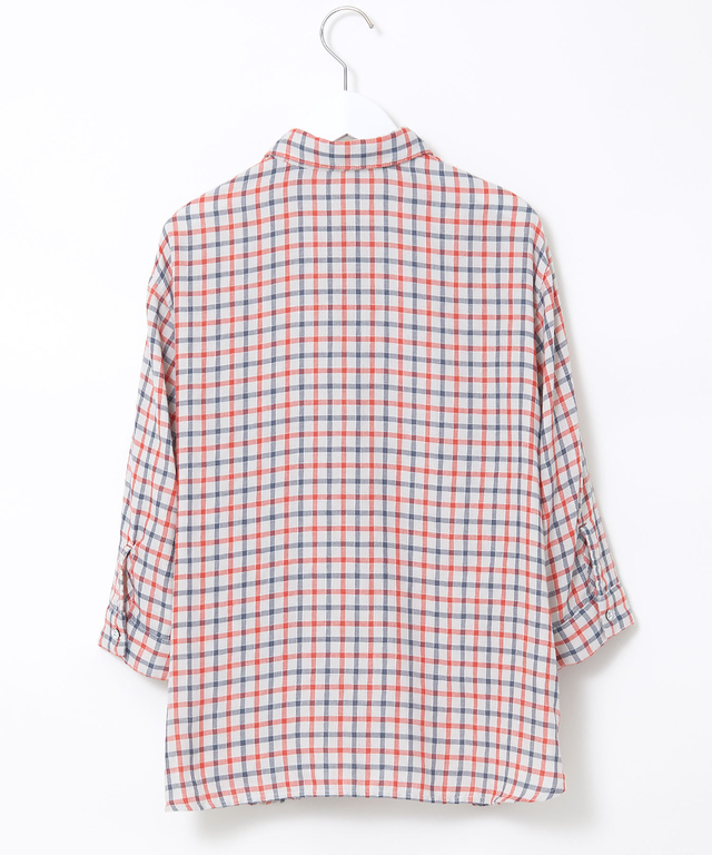 ダブルガーゼ チェック柄 ブラウス