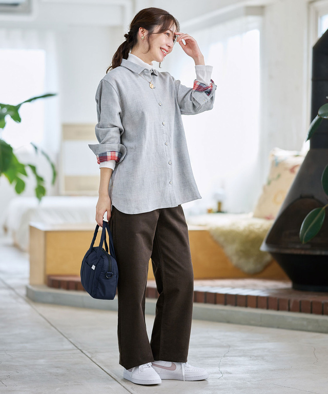 ポケット付き コットン 接結起毛  ブラウス