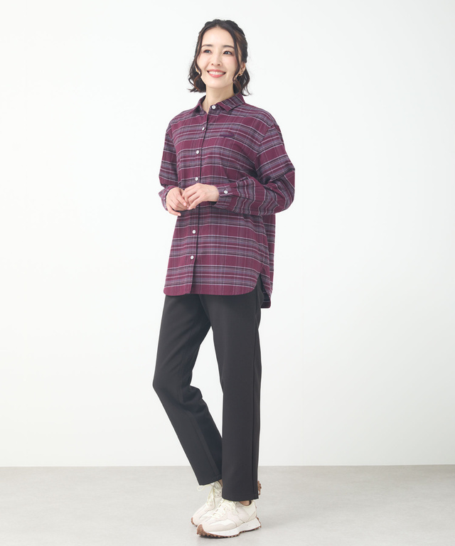 微起毛ピケ チェック柄 ブラウス