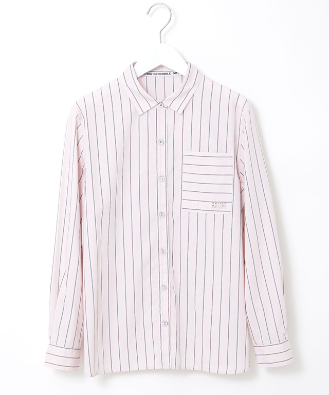 コットンブロード ストライプ柄 ブラウス