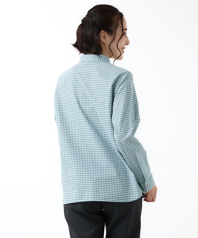 ラウンドカラー ギンガムチェック柄 ブラウス