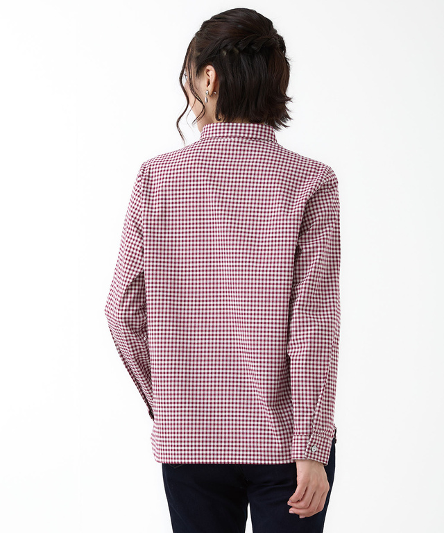 ラウンドカラー ギンガムチェック柄 ブラウス