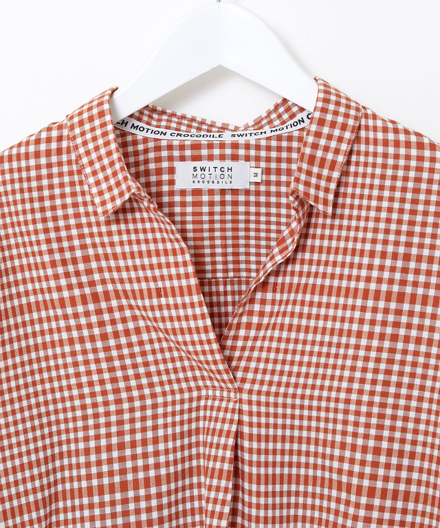 微起毛 ギンガムチェック柄 ブラウス