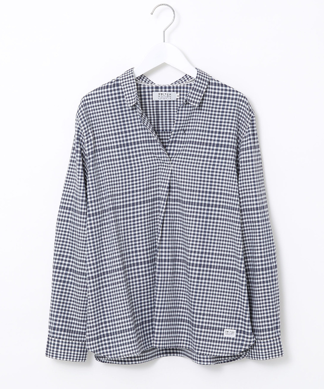 微起毛 ギンガムチェック柄 ブラウス