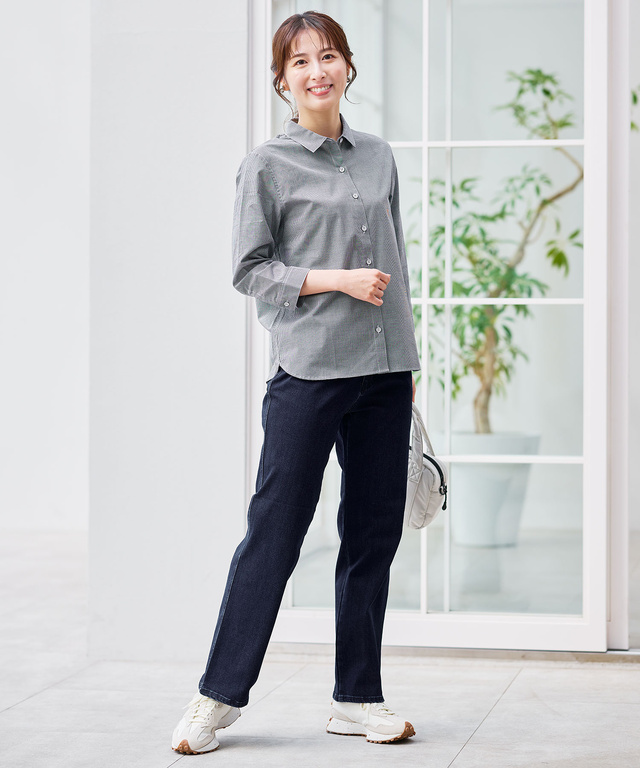 ノンアイロン コットン 7分袖 ブラウス【シワになりにくい】