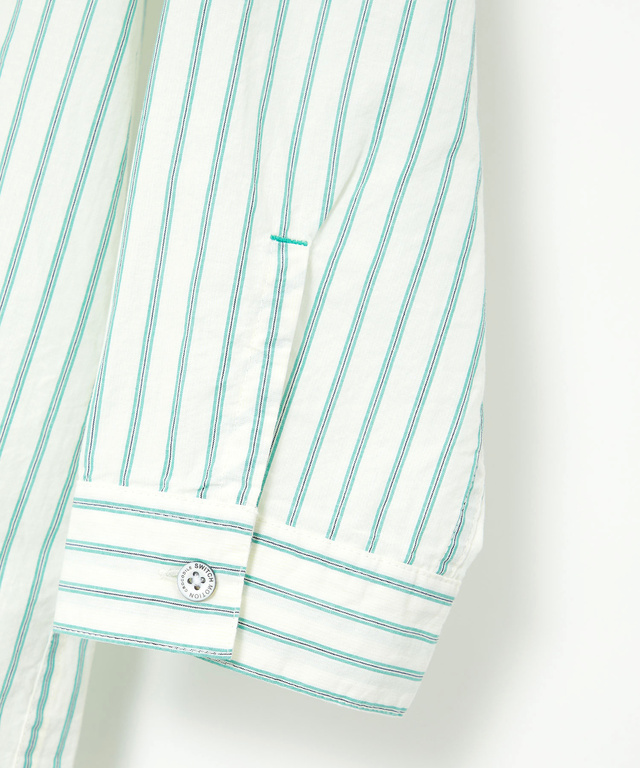 スノーコットン ストライプ 七分袖 シャツ【接触冷感】