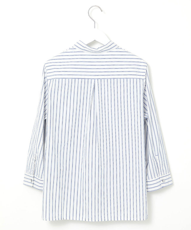 スノーコットン ストライプ 七分袖 シャツ【接触冷感】