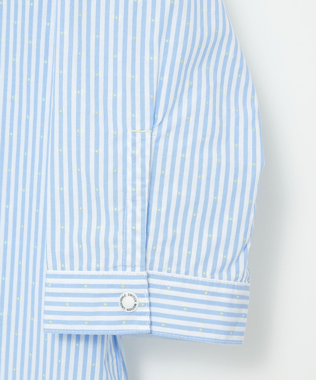 スノーコットン ストライプ スキッパー ブラウス【接触冷感】