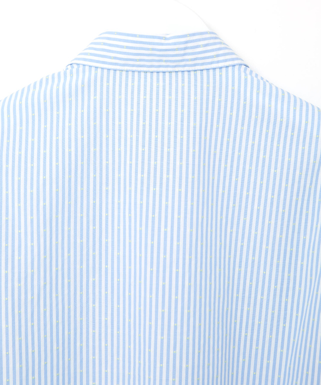 スノーコットン ストライプ スキッパー ブラウス【接触冷感】