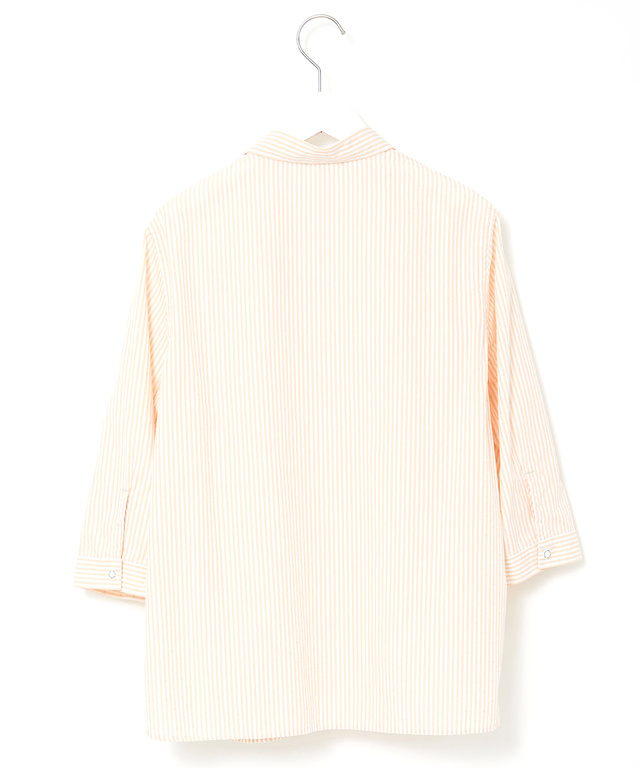 スノーコットン ストライプ スキッパー ブラウス【接触冷感】