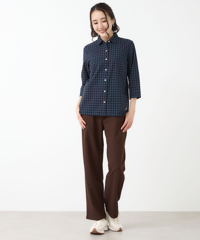 コットン デザイン 七分袖 ブラウス