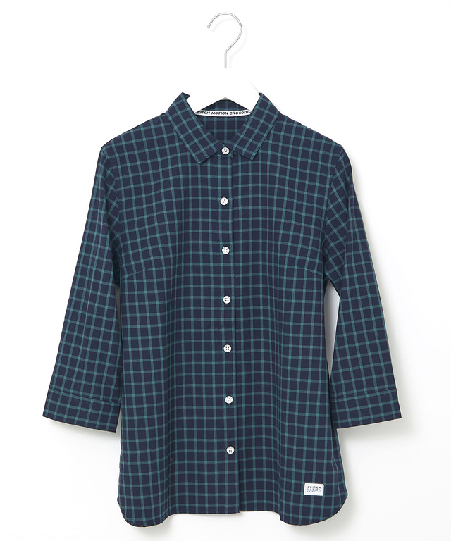 コットン デザイン 七分袖 ブラウス