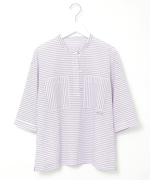 スノーコットン ボーダー プルオーバー ブラウス【接触冷感】