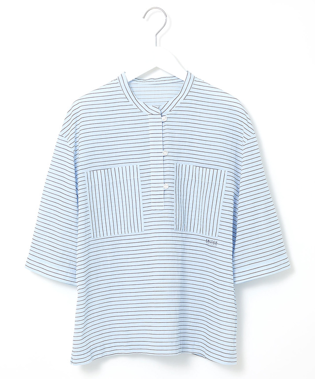 スノーコットン ボーダー プルオーバー ブラウス【接触冷感】