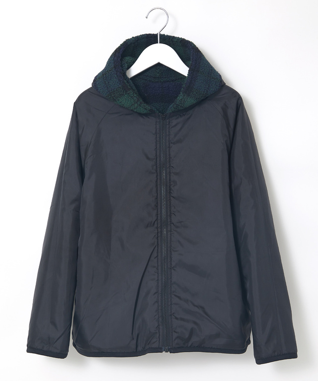 チェック柄 フリース パーカ【洗濯機洗いOK】