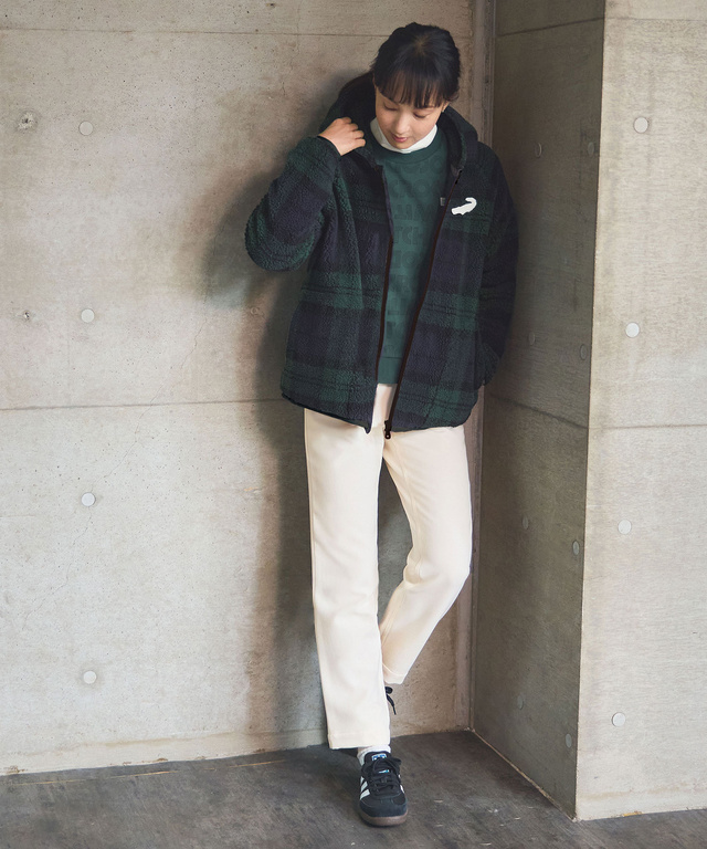 チェック柄 フリース パーカ【洗濯機洗いOK】