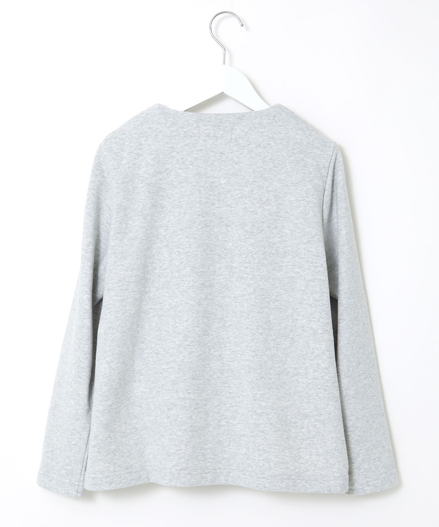 ロゴワッペン ノーカラー カーディガン