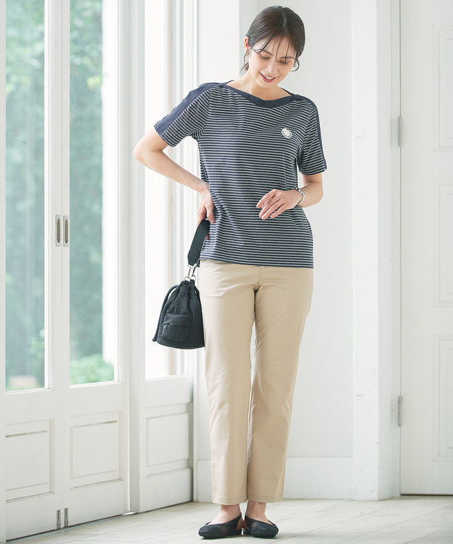 スノーコットン ボーダー Tシャツ【接触冷感】
