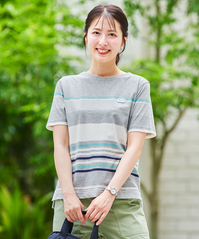スノーコットン パネルボーダー Tシャツ【接触冷感】