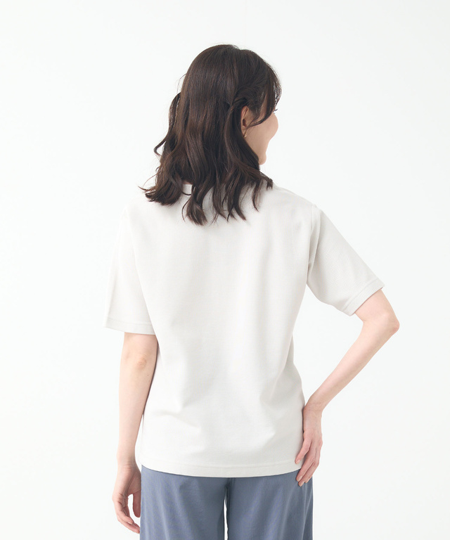 鹿の子 キーネックデザイン Tシャツ【UVカット】