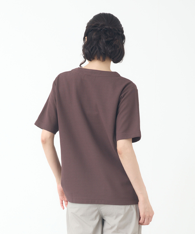 鹿の子 キーネックデザイン Tシャツ【UVカット】