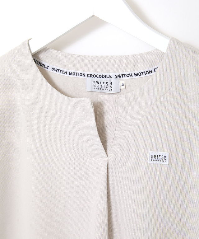 鹿の子 キーネックデザイン Tシャツ【UVカット】