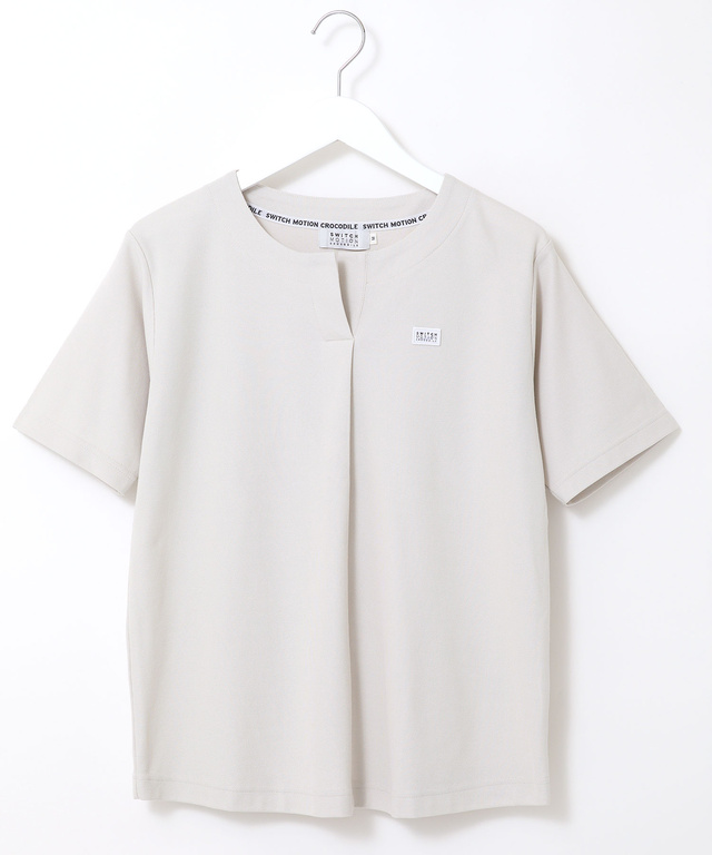 鹿の子 キーネックデザイン Tシャツ【UVカット】