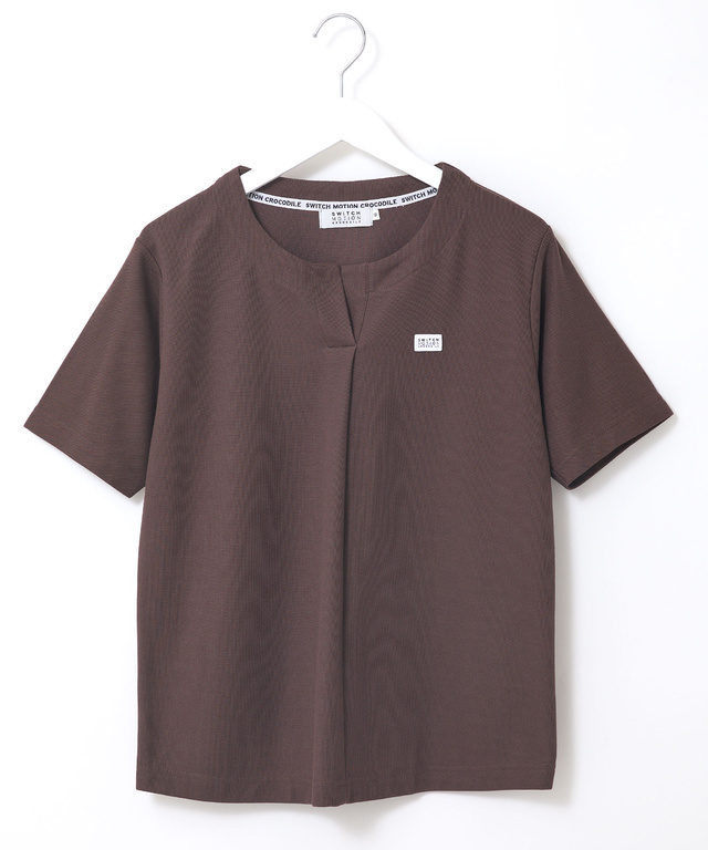 鹿の子 キーネックデザイン Tシャツ【UVカット】
