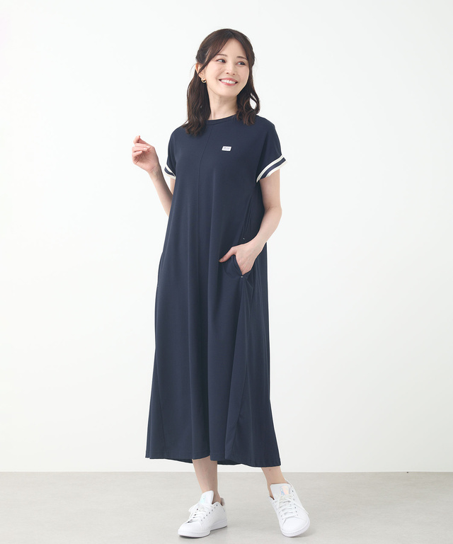 プレーティング天竺 ライン ワンピース【接触冷感】