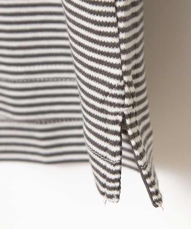 コットンスムースボーダー タートルネック カットソー