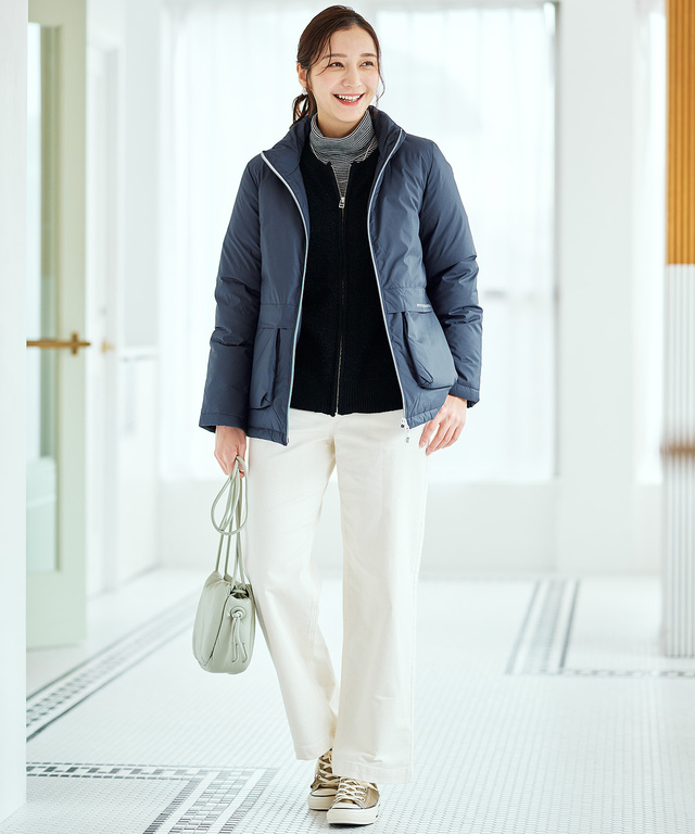 コットンスムースボーダー タートルネック カットソー