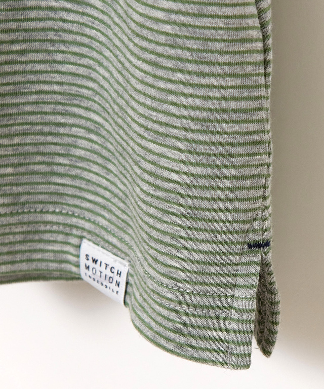  裏ボーダー ハイネック カットソー