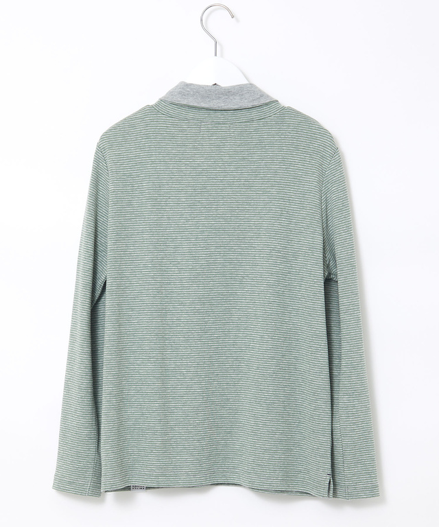  裏ボーダー ハイネック カットソー