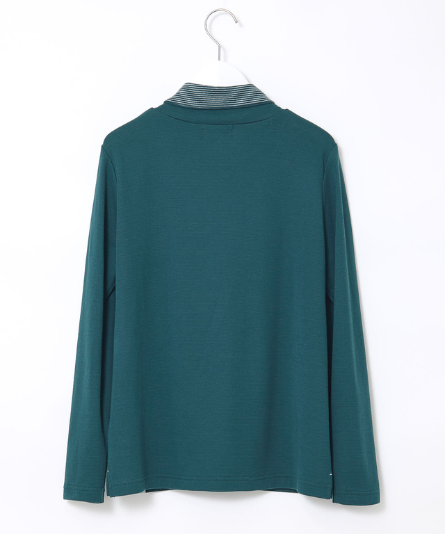  裏ボーダー ハイネック カットソー