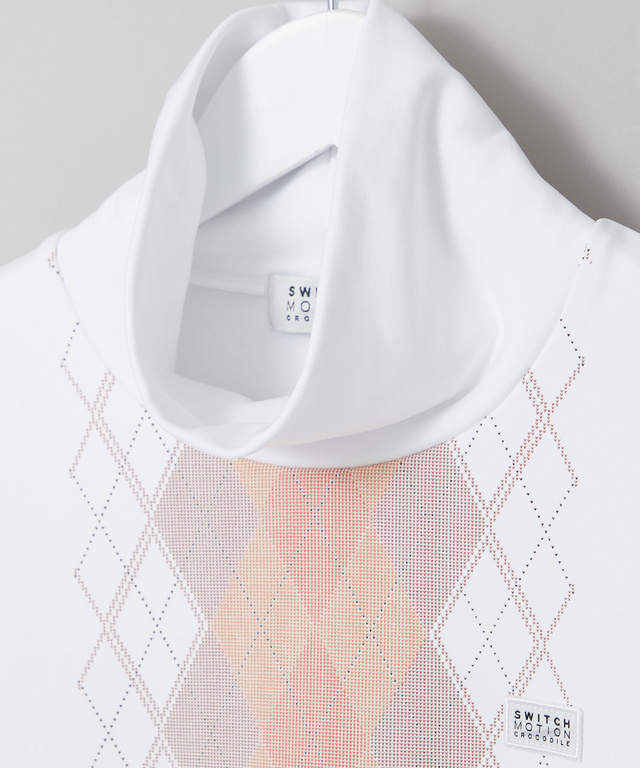 裏起毛 アーガイル ハイネックカットソー